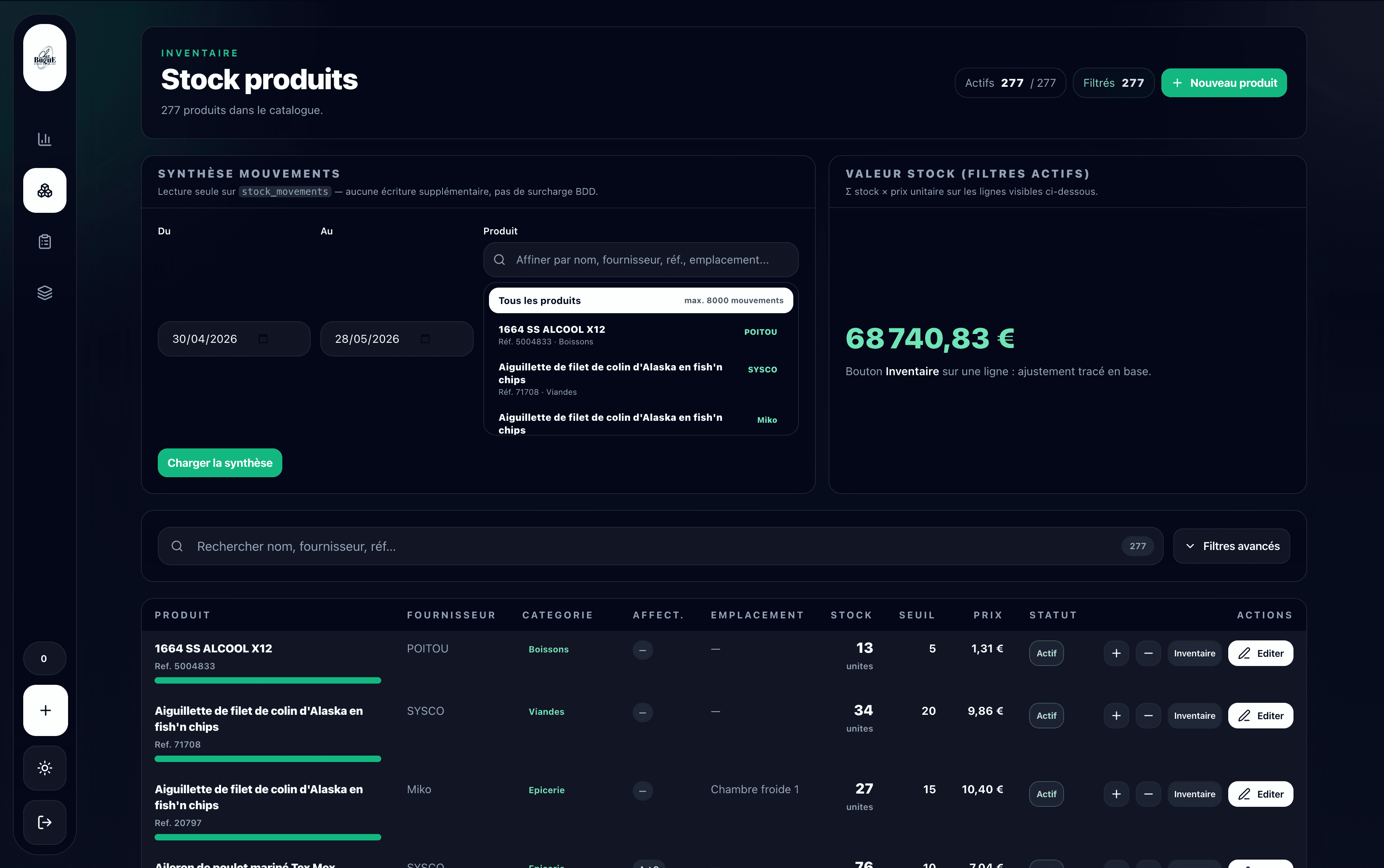 Chez Bugue — Gestion de stock
